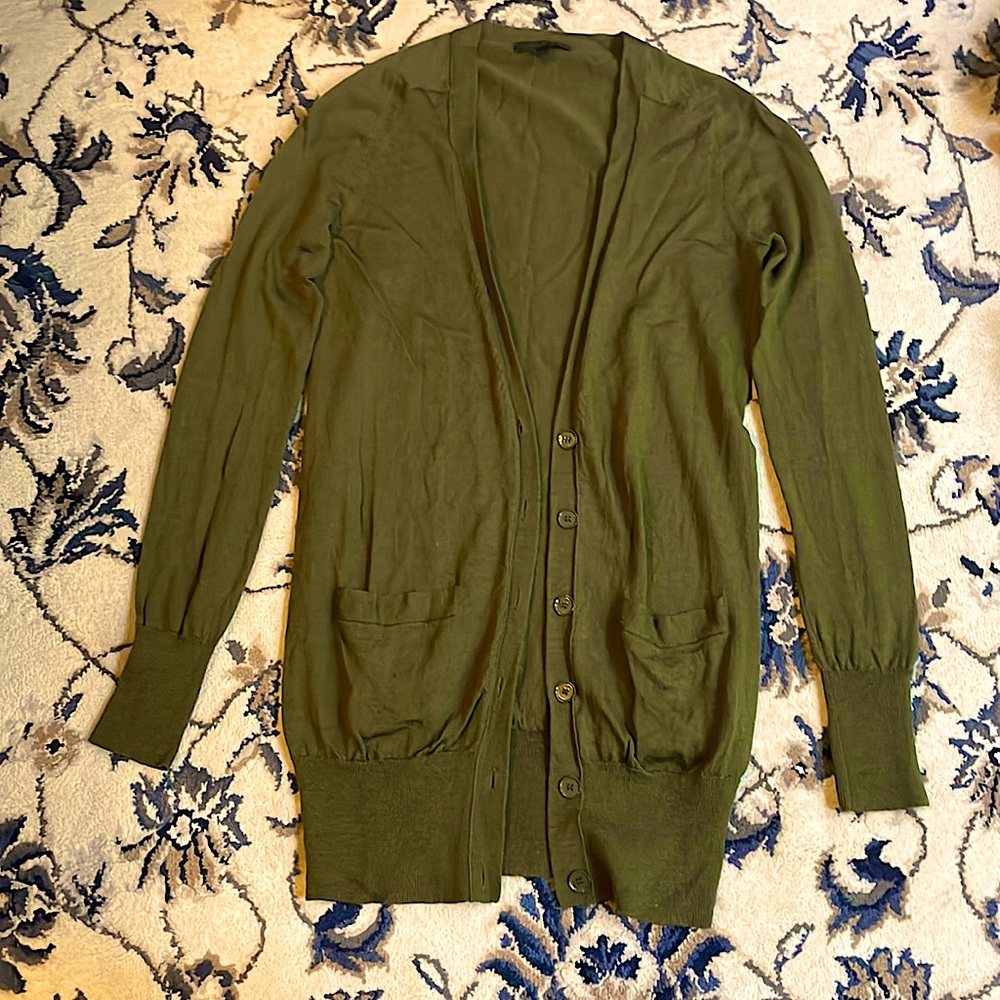 J. Crew green long buttoned cardigan